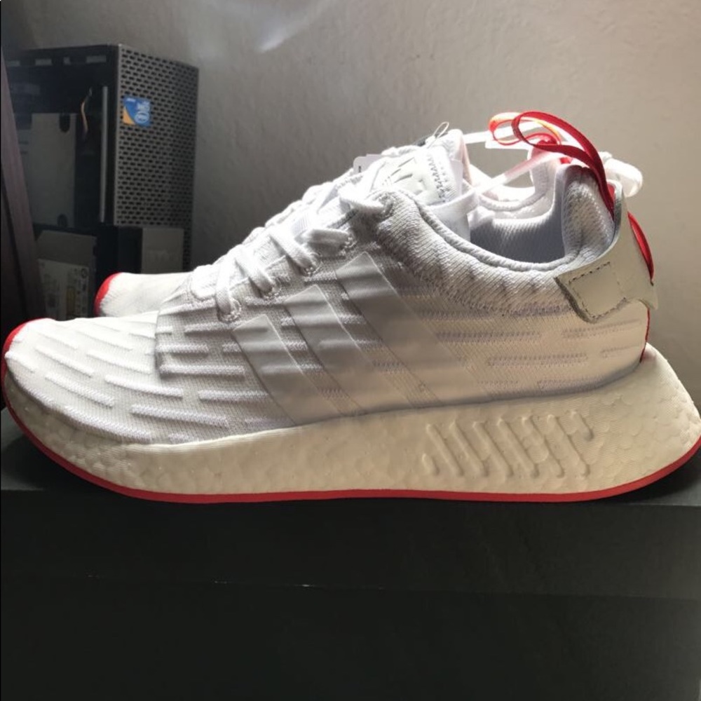 adidas NMD R2 PK White / Red M SZ 7, 7.5, 8 NEW DS